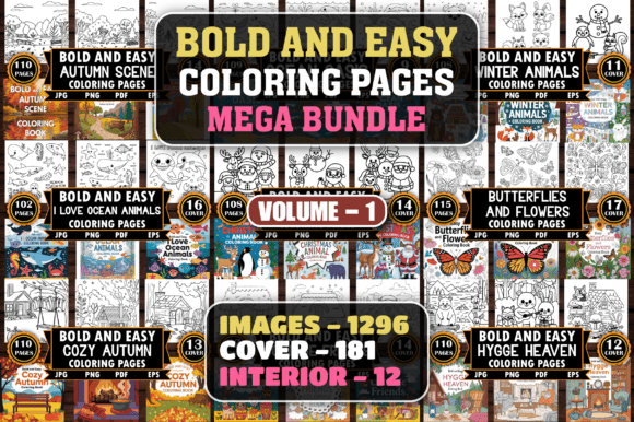 1296 Bold and Easy Coloring Pages Bundle: Your All-in-One Interior Solution for High-Content KDP Books