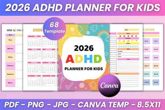2026 ADHD Planner for Kids Kdp Interior
