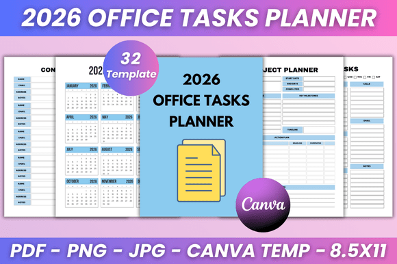2026 Office Tasks Planner Kdp Interior