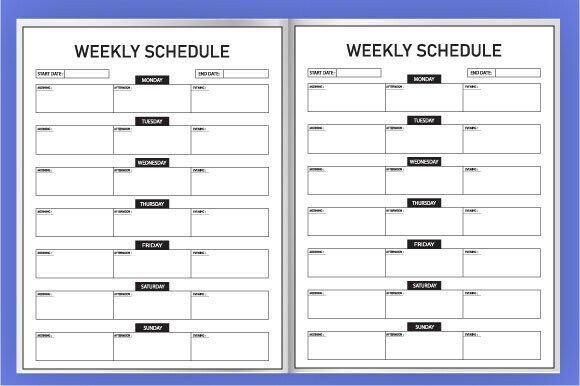 Weekly Schedule Template Event Planner